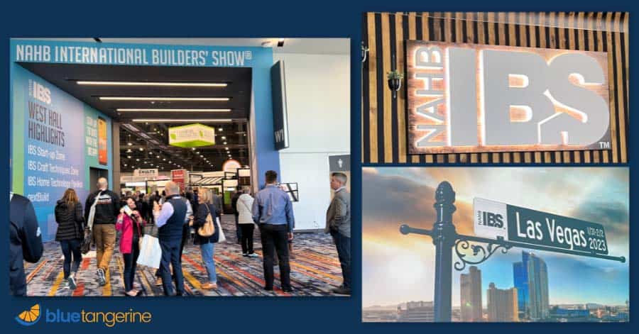 People Entering the IBS event, the NAHB IBS logo, a street sign that reads Las Vegas