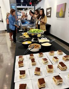 table of food at a conference